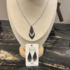 Silver and Black Dangle Earrings